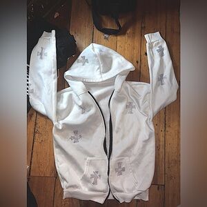 White rhinestone zip-up jacket